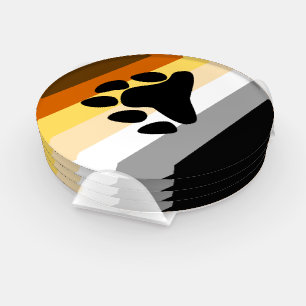 Bear Pride Flag with Paw Coaster Set
