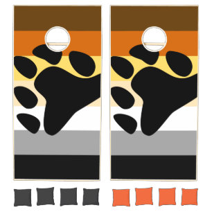 Bear Pride Flag with Paw Cornhole Set