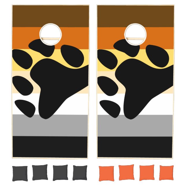 Bear Pride Flag with Paw Cornhole Set (Set)