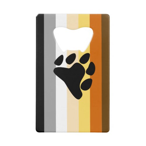 Bear Pride Flag with Paw Credit Card Bottle Opener