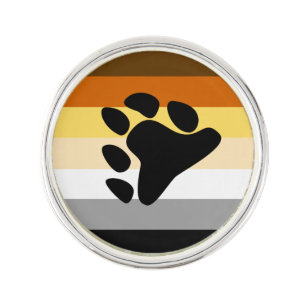 Bear Pride Flag with Paw Lapel Pin