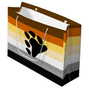 Bear Pride Flag with Paw Large Gift Bag