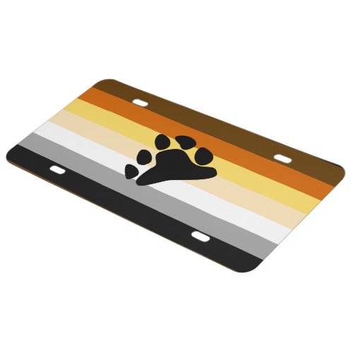Bear Pride Flag with Paw License Plate