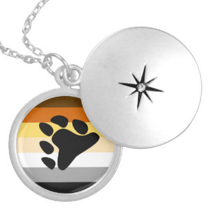 Bear Pride Flag with Paw Locket Necklace
