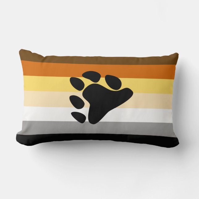 Bear Pride Flag with Paw Lumbar Pillow (Front)