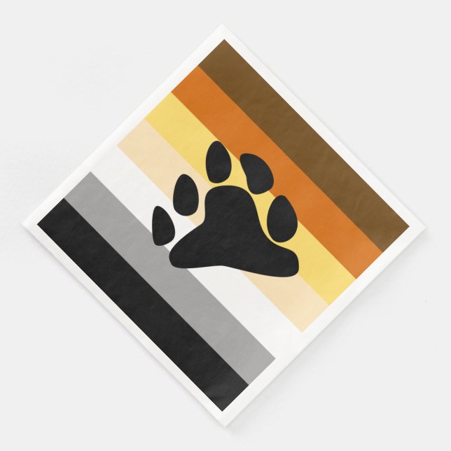 Bear Pride Flag with Paw Paper Dinner Napkins (Corner)