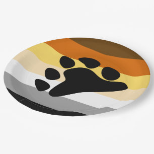 Bear Pride Flag with Paw Paper Plates