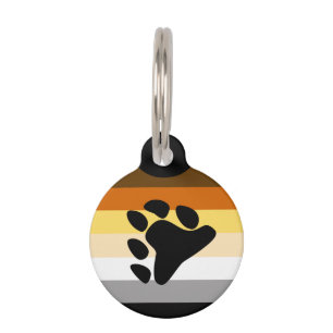 Bear Pride Flag with Paw Pet ID Tag
