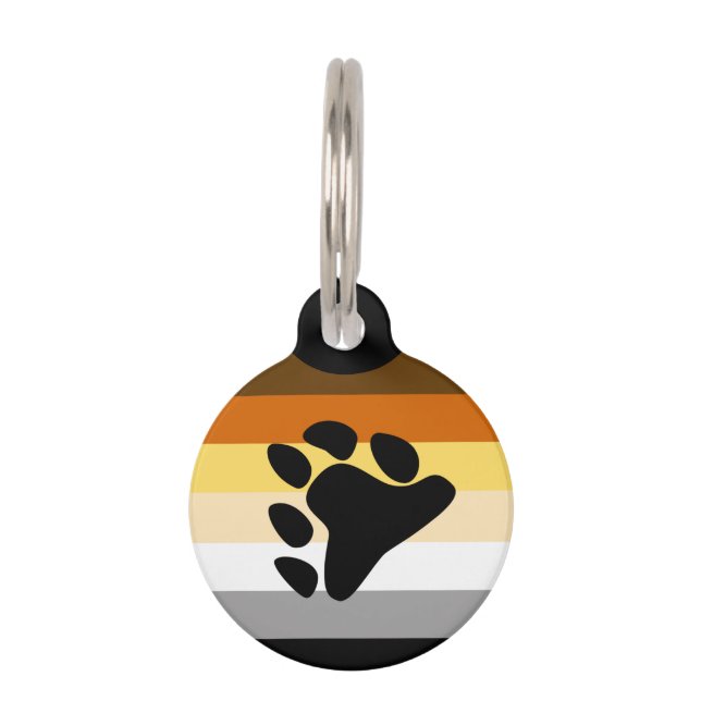 Bear Pride Flag with Paw Pet ID Tag (Front)