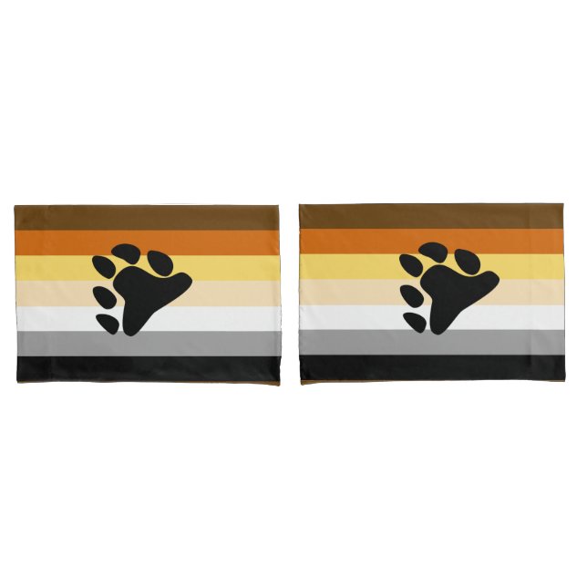 Bear Pride Flag with Paw Pillow Case (Front-Set)