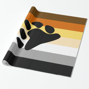 Bear Pride Flag with Paw Wrapping Paper