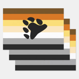 Bear Pride Flag with Paw Wrapping Paper Sheets