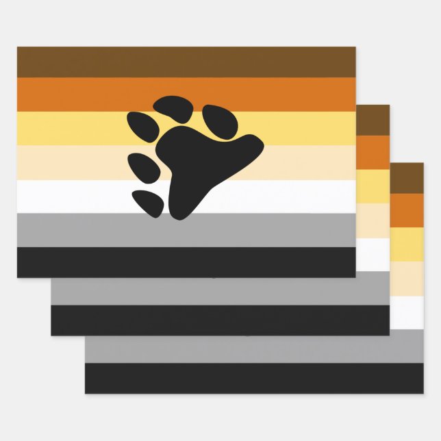 Bear Pride Flag with Paw Wrapping Paper Sheets (Set)