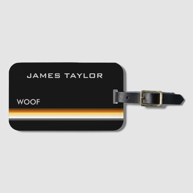 Bear Pride Flag Woof Mnogram Luggage Tag (Front Horizontal)