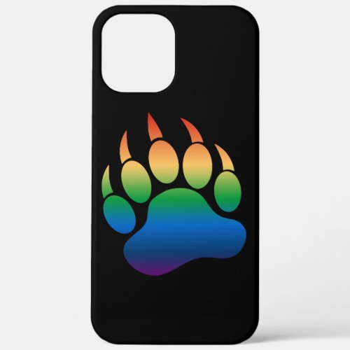 Bear Pride Gradient Colors Bear Paw On Black iPhone 12 Pro Max Case