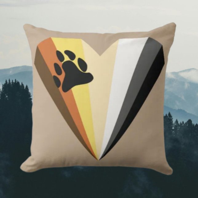 Bear Pride Heart Throw Pillow (Creator Uploaded)