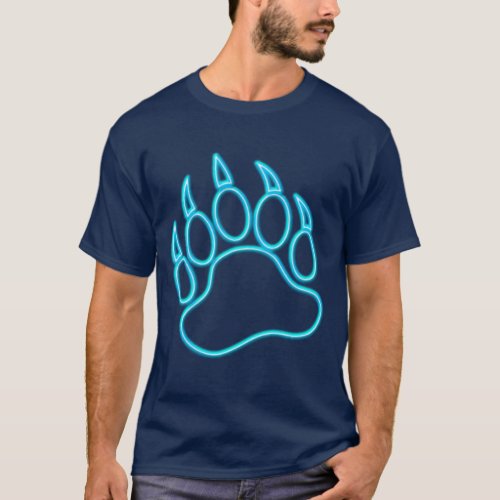 BEAR PRIDE NEON BLUE BEAR PAW T_Shirt