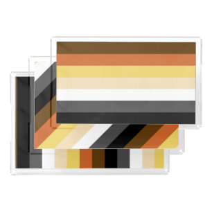 Bear Pride, Neutral Gradient Stripes, LGBTQ Pride Acrylic Tray