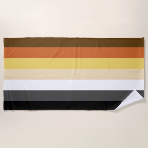 Bear Pride Neutral Gradient Stripes LGBTQ Pride Beach Towel