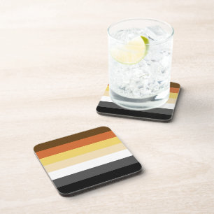 Bear Pride, Neutral Gradient Stripes, LGBTQ Pride Beverage Coaster