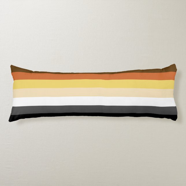 Bear Pride, Neutral Gradient Stripes, LGBTQ Pride Body Pillow (Front)