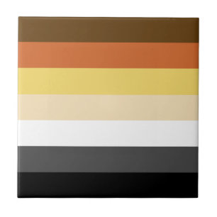 Bear Pride, Neutral Gradient Stripes, LGBTQ Pride Ceramic Tile
