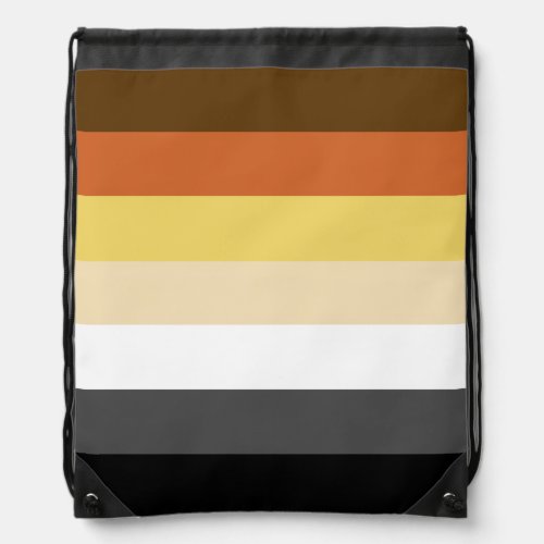 Bear Pride Neutral Gradient Stripes LGBTQ Pride Drawstring Bag