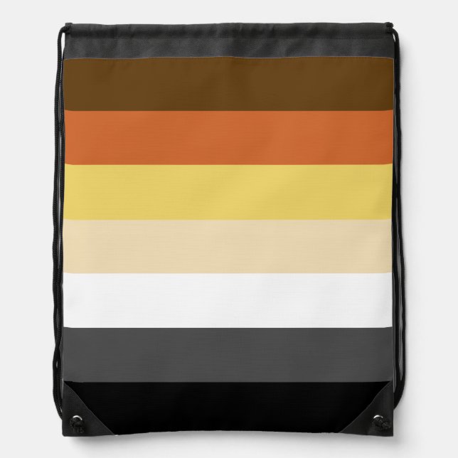 Bear Pride, Neutral Gradient Stripes, LGBTQ Pride Drawstring Bag (Front)