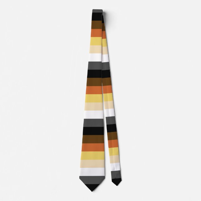 Bear Pride, Neutral Gradient Stripes, LGBTQ Pride Neck Tie (Front)