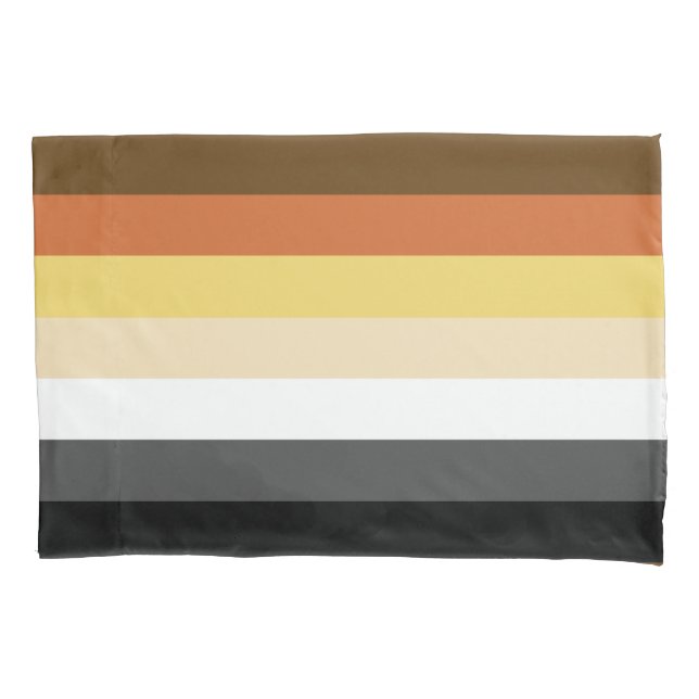 Bear Pride, Neutral Gradient Stripes, LGBTQ Pride Pillow Case (Front)
