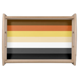 Bear Pride, Neutral Gradient Stripes, LGBTQ Pride Serving Tray
