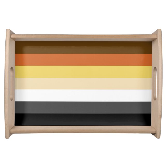 Bear Pride, Neutral Gradient Stripes, LGBTQ Pride Serving Tray (Front)