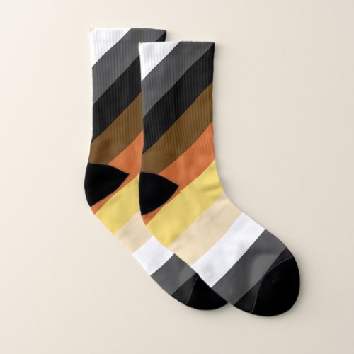 Bear Pride Neutral Gradient Stripes LGBTQ Pride Socks