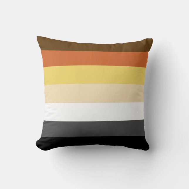 Bear Pride, Neutral Gradient Stripes, LGBTQ Pride Throw Pillow (Front)