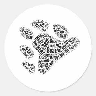BEAR PRIDE PAW PATTERN BLACK CLASSIC ROUND STICKER