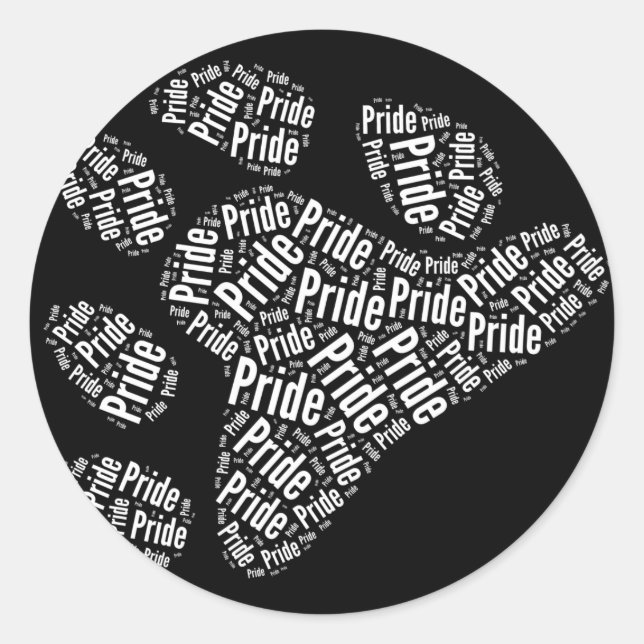 BEAR PRIDE PAW PATTERN WHITE -.png Classic Round Sticker (Front)