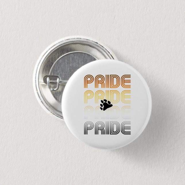 Bear Pride Paw Retro Pattern Design Letters Button (Front & Back)