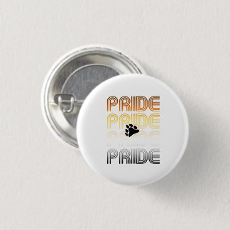 Bear Pride Paw Retro Pattern Design Letters Button