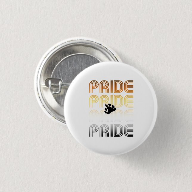 Bear Pride Paw Retro Pattern Design Letters Button (Front & Back)
