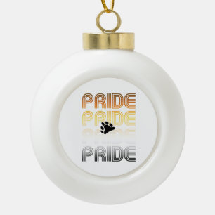 Bear Pride Paw Retro Pattern Design Letters Ceramic Ball Christmas Ornament