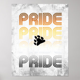 Bear Pride Paw Retro Pattern Design Letters Poster