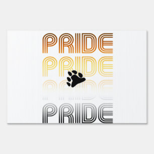 Bear Pride Paw Retro Pattern Design Letters Sign