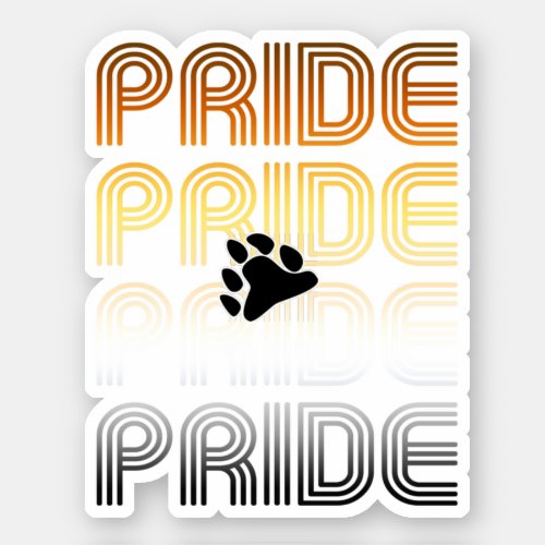 Bear Pride Paw Retro Pattern Design Letters Sticker