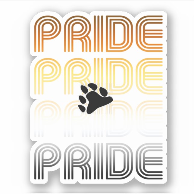 Bear Pride Paw Retro Pattern Design Letters Sticker (Front)