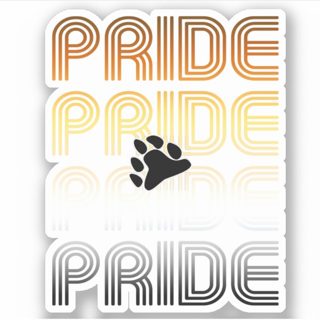 Bear Pride Paw Retro Pattern Design Letters Sticker (Front)