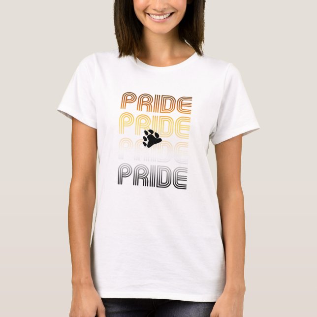Bear Pride Paw Retro Pattern Design Letters T-Shirt (Front)