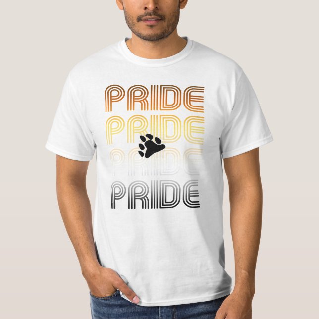 Bear Pride Paw Retro Pattern Design Letters T-Shirt (Front)