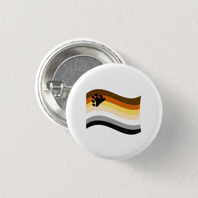 Bear Pride Paw Wavy Flag Button (Front & Back)