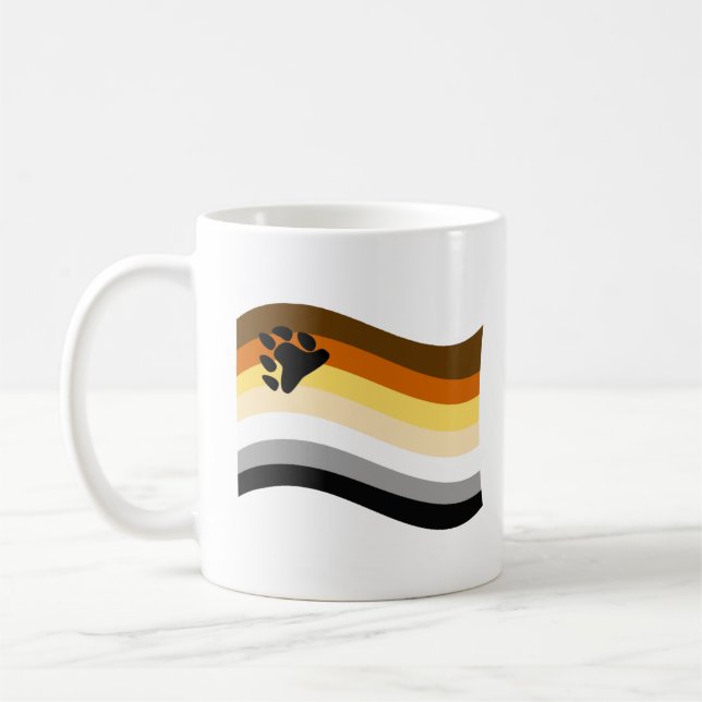 Bear Pride Paw Wavy Flag Coffee Mug (Left)