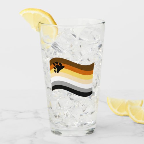 Bear Pride Paw Wavy Flag Glass